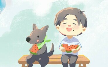 賴清德領養3腿流浪犬「斑斑」 社群推Q版桌曆與狗狗吃西瓜