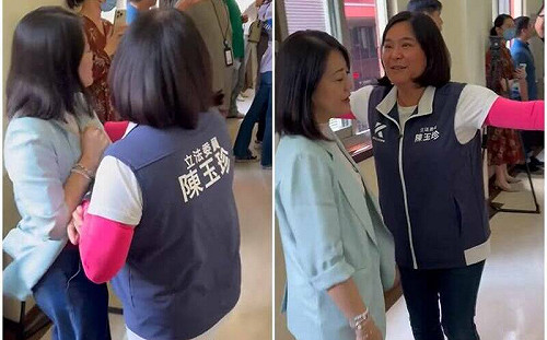 (影)國民黨突換會議室反鎖 陳玉珍嘻皮笑臉「惡意逼車」阻擋吳思瑤