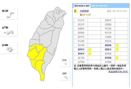 快訊》嘉、南、高、屏大雨特報! 留意局部大雨