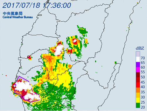 快訊》大雷雨襲台南 18:15前請留意暴雨發生