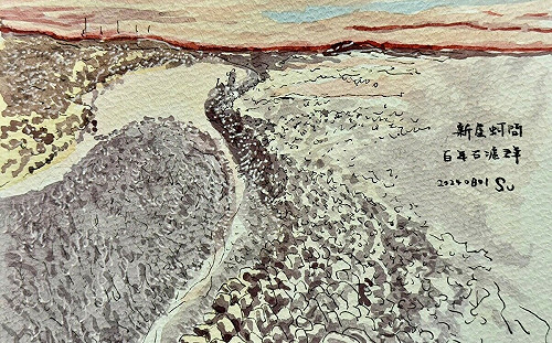 蘇俊賓手繪石滬地圖 推廣新屋百年石滬