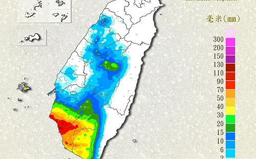 西南風帶來豪雨狂襲南台灣！台南、高雄各區入榜全台降雨排行前10