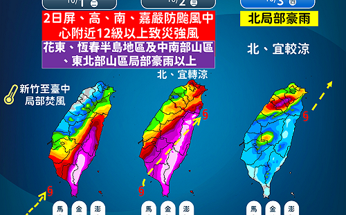 山陀兒颱風挾大豪雨週二轟炸半個台灣! 週三南部嚴防致災12級強風