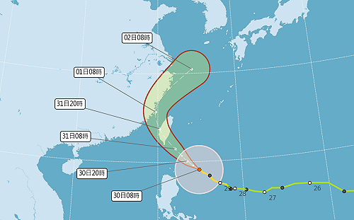 康芮颱風轉強颱！氣象署示警：最快今晚全台列陸警範圍
