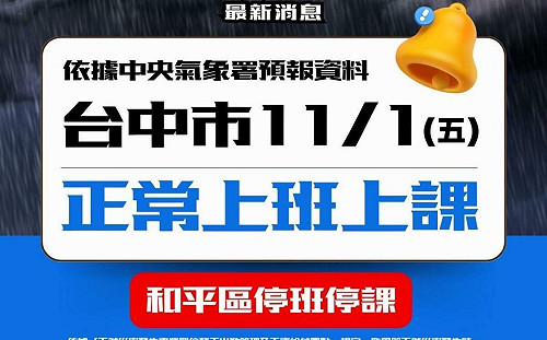 盧秀燕神預測台中市可能停班停課 只對了1/29 僅有中了和平區