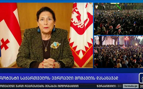 (影) 拒絕提早下台! 喬治亞總統公開聲援示威者 警民街頭嚴重衝突