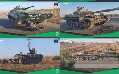 （影）政府軍坦克丟路邊落跑! 哈馬市民眾歡呼推翻阿薩德銅像