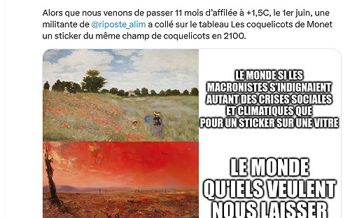 在莫內名畫貼貼紙算表意自由！巴黎法院判氣候變遷抗議人士無罪