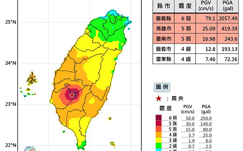 震不停！嘉義大埔「餘震超過70次」氣象署：還會持續幾周