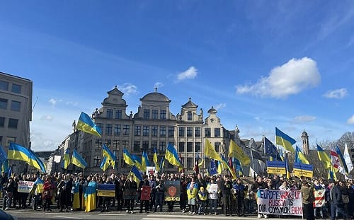 俄烏戰爭3週年 布魯塞爾挺烏集會拒絕羞辱式和平