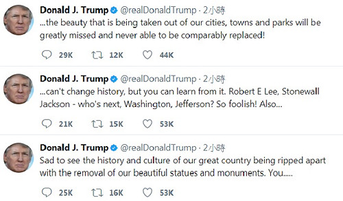 拆雕像遍地開花 川普：撕裂歷史與文化