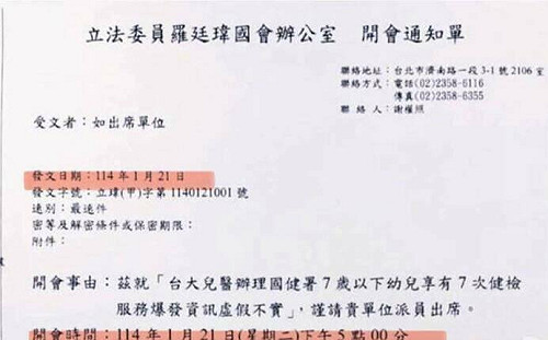 遭爆施壓醫院飆罵署長 律師秀羅廷瑋公文：指定出席者要求當天到 好大的官威！