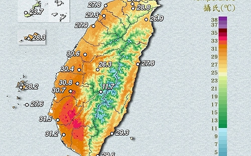 天氣又兩樣情!高雄中午高溫飆37.4度 南北差15度