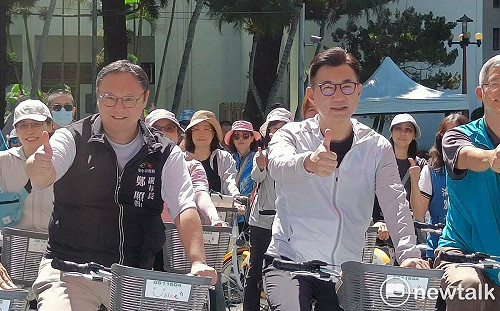 江啟臣出席啟動低碳單車遊 鄭照新減重成消遣話題