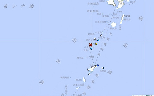日本吐噶喇列島近海21日起震不停！鹿兒島十島村今發生震度「5弱」強震