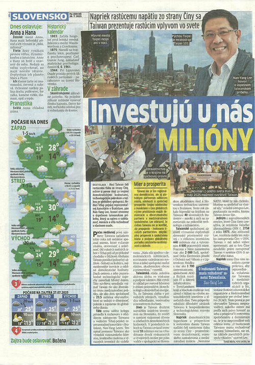 斯洛伐克媒體專訪李南陽　談台不畏中方壓力堅守民主