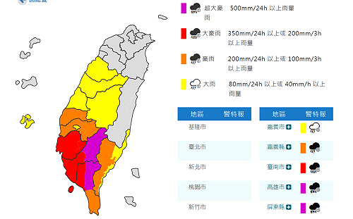 西南氣流增強恐釀災　高雄、台南、嘉義、屏9鄉停班停課