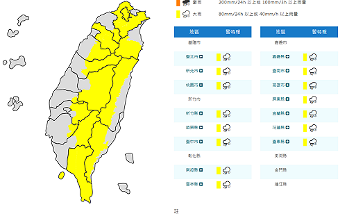 快訊》國家警報響！15縣市大雨特報 氣象署：新北2山區防溪水暴漲