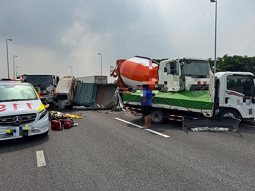 國8台南安定路段5車追撞  1人受傷送醫