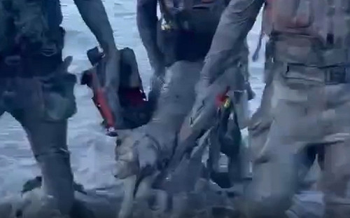 (影) 狗狗陷泥僅剩頭！高雄特搜徒手40分鐘救回一命