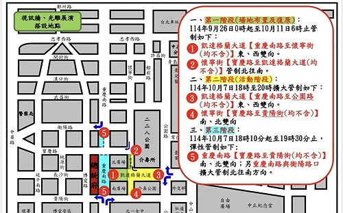 國慶光雕點燈明登場 ！北市警祭三階段交管 籲民眾提前改道