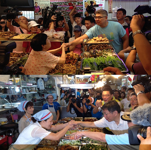 拜票身段：連懂彎腰  柯卻卡卡的