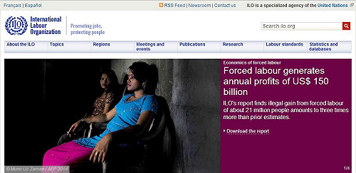 國際勞工組織：強迫勞動1500億美元