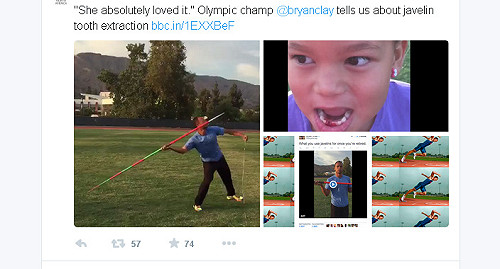 驚！前奧運金牌選手擲標槍為女兒拔牙