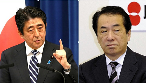 前日相控告現任日相 菅直人敗給安倍