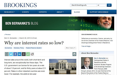 柏南克開部落格 首篇貼文暢談低利率