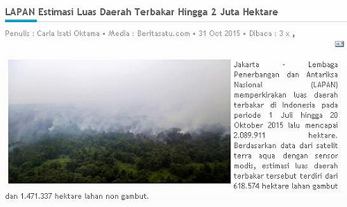 印尼林火延燒4個月  燒掉30個新加坡