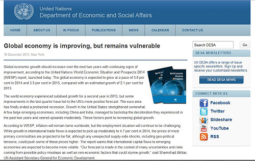UN報告：全球經濟2014年將成長3%