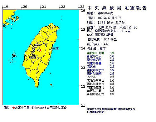 地牛又翻身  花蓮外海發生規模6.2地震