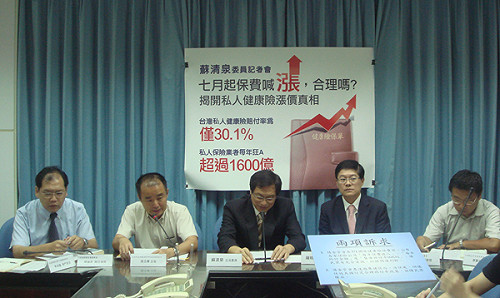 私人健保傳漲聲 藍委：政府應凍漲