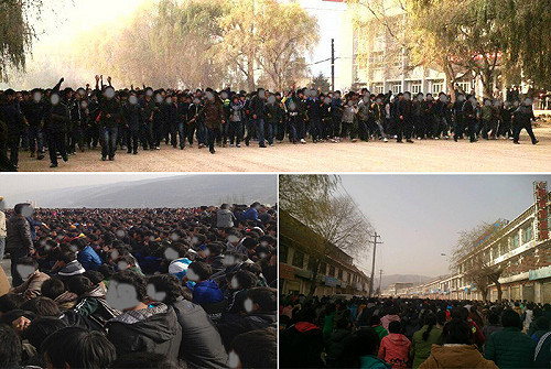 18大期間  數千名藏族學生上街抗議