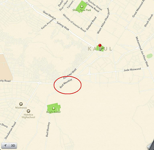 街道名Bad Monkey  蘋果地圖又落漆