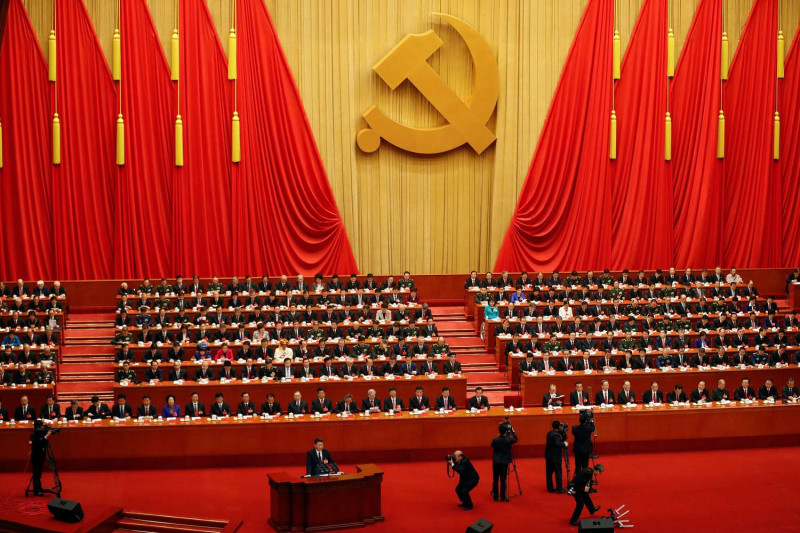 中共19大專題中國共產黨第19次全國代表大會開幕式18日登場，中共總書記習近平發表談話。   圖:達志影像/路透社