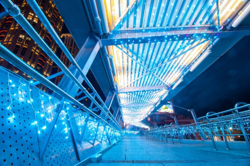 2018 新北耶誕城 藍光星橋。   