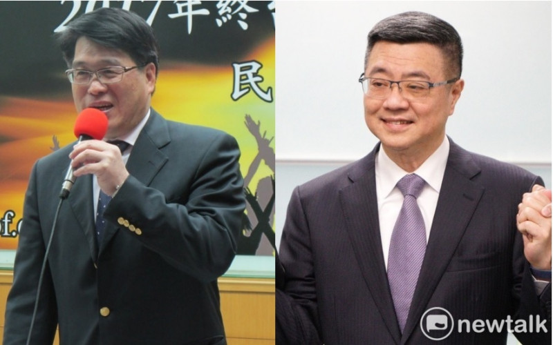 游盈隆(左)、卓榮泰(右)兩人完成民進黨主席補選登記。   圖：新頭殼合成
