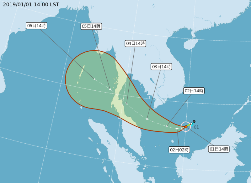 今年第一號颱風「帕布」生成。   圖：截自中央氣象局