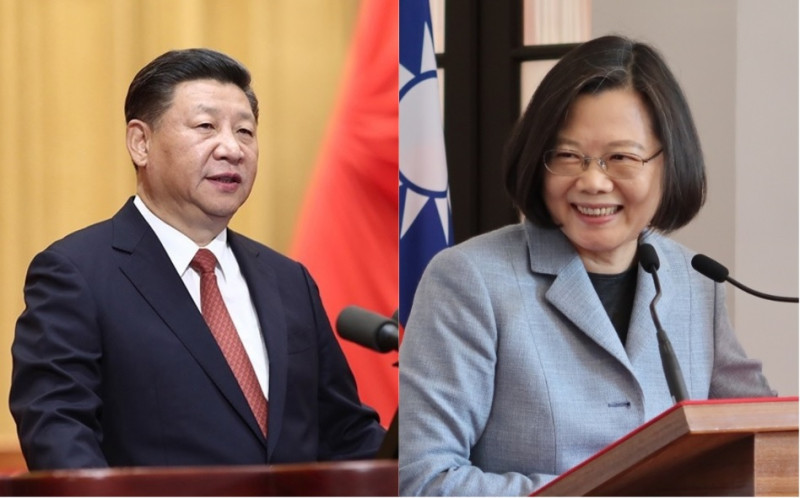 中國國家主席習近平提出針對台灣的5項原則，並表示不承諾放棄使用武力，總統蔡英文對此強硬回擊，使聲望大幅度回升。   圖：新頭殼合成
