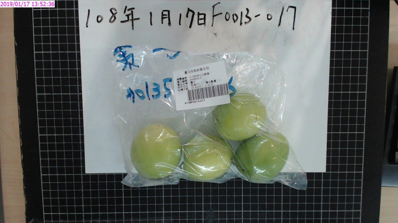 台北衛生局今年1月抽驗40件生鮮蔬果，其中一件棗子檢出殘留殺蟲劑普硫松。   圖：台北市衛生局/提供