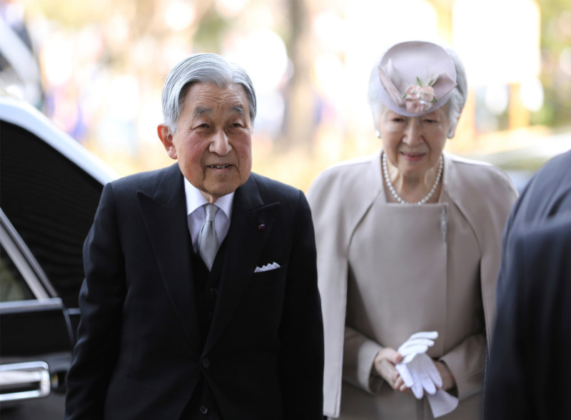 日本明仁天皇與美智子皇后。   圖：達志影像/ 美聯社