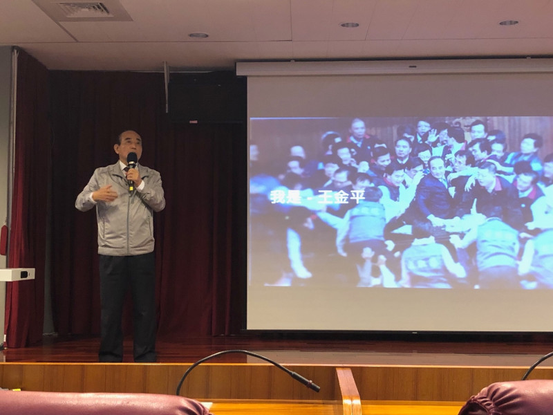爭取國民黨內總統提名的前立法院長王金平上午到台北市立大學發表演講。   圖：趙婉淳／攝