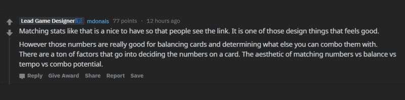 Mike Donais表示設計卡牌的數值有很多要素得考慮。