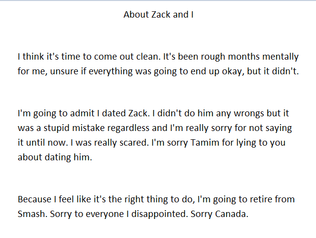 Ally承認自己有跟CaptainZack交往過，但堅稱兩人「沒做過任何不正當行為」。