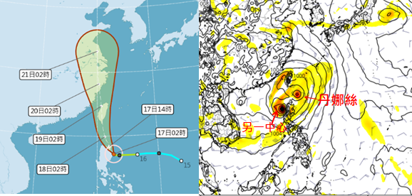吳德榮指出，在季風低壓環流內有「另一中心」在呂宋島西方形成，並預測向北進入台灣海峽，影響台灣   圖：取自吳德榮洩天機教室專欄