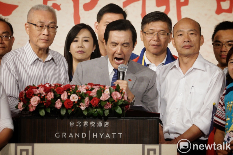 前總統馬英九、國民黨主席吳敦義、國民黨總統參選人韓國瑜日前同框。   圖：張良一/攝(資料照片)