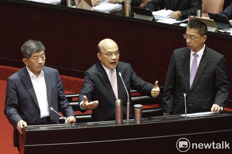 行政院長蘇貞昌今天在立法院院會備詢。   圖：張良一/攝