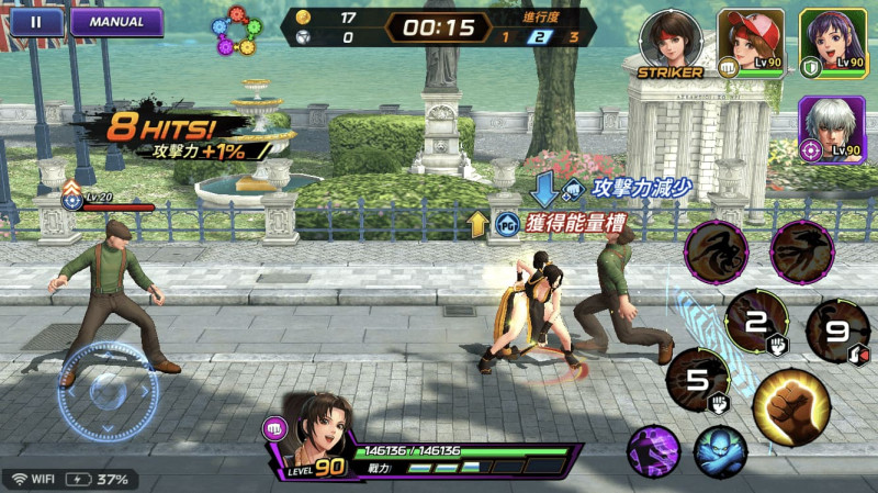 玩家將以3位角色組成隊伍，以簡單操作模式攻擊戰鬥。